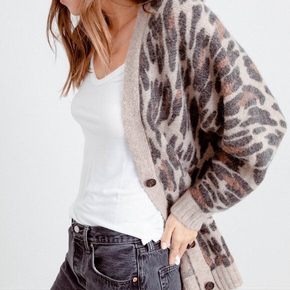 * Rails Clothing Oslo Leopard Cardigan - Size Small - Picture 2 of 12